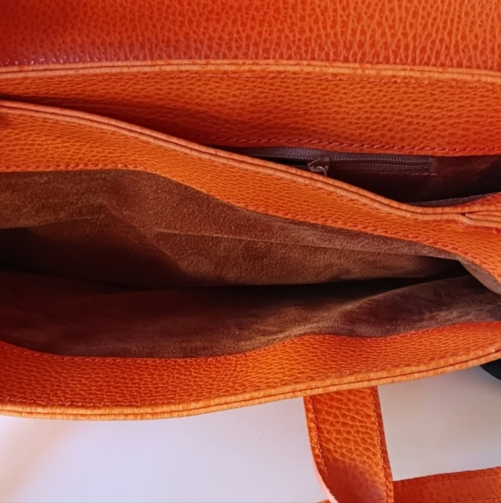 Orange Leather Satchel Handbag - Unbranded - Picture 13 of 13